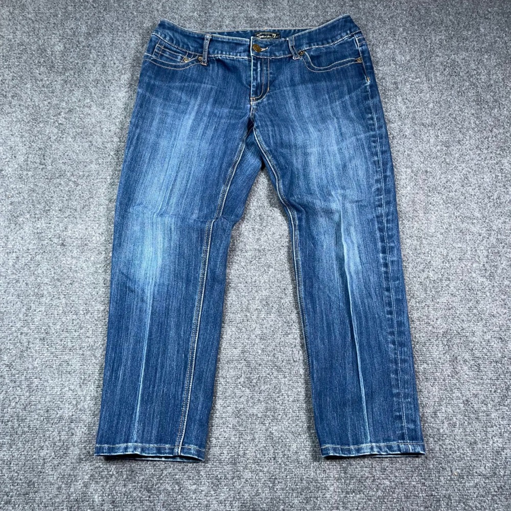 Seven For All Mankind Straight Leg Denim Capri Jeans Womens 32 Mid Rise Med Wash